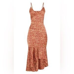 Leopard print satin midi Dress